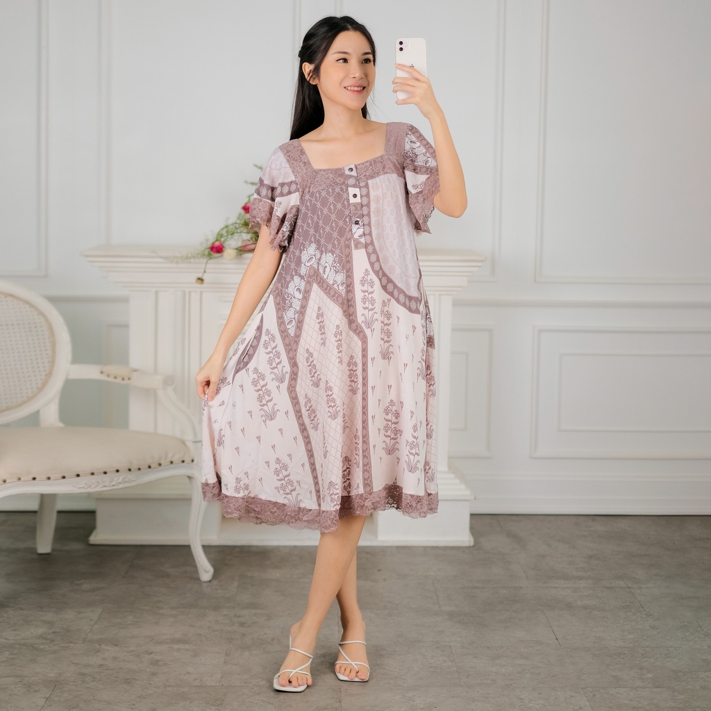 Ladybydiana ORCHID SLEEPWEAR Dress Wanita Bahan Rayon Busui Friendly