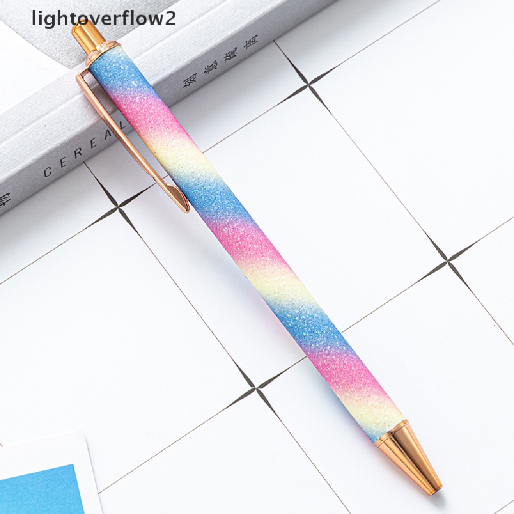 (lightoverflow2) 1pc Pulpen 1.0mm Dengan Hiasan Kristal Imitasi Untuk Kantor / Sekolah