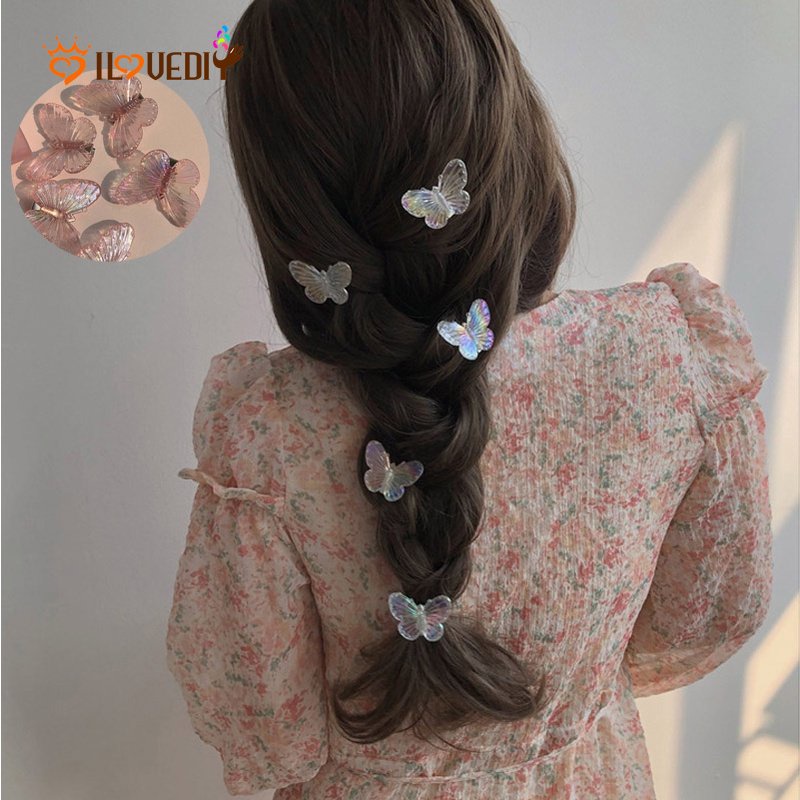 5pcs / Set Jepit Rambut Model Pita Mermaid Transparan Gaya Korea Untuk Anak Perempuan