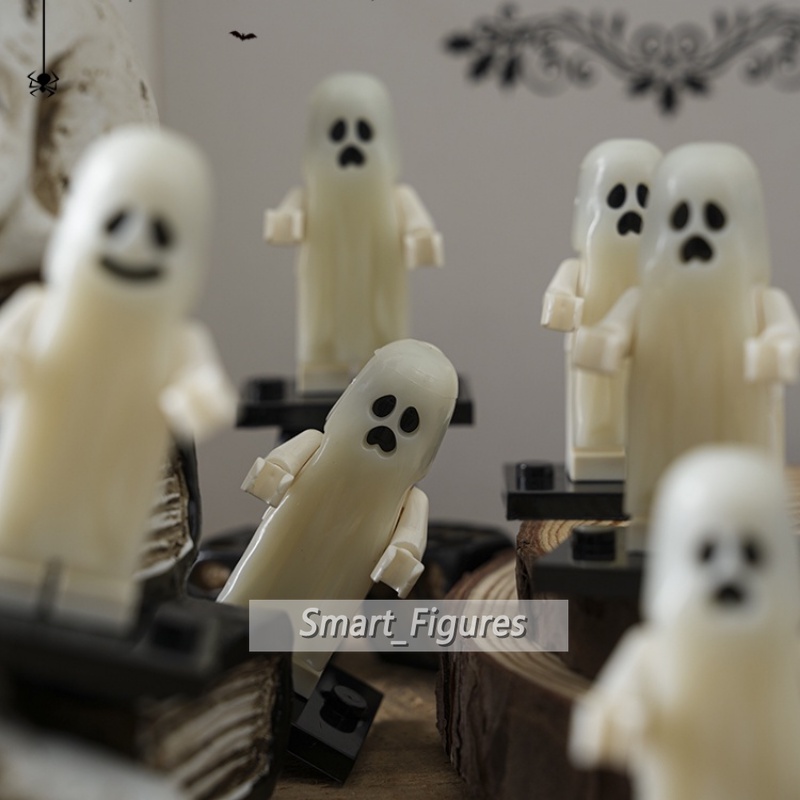 Pg1245 PG1246 Mainan Balok Bangunan Mini Figure Hantu Halloween Lucu Luminous Untuk Anak Hadiah