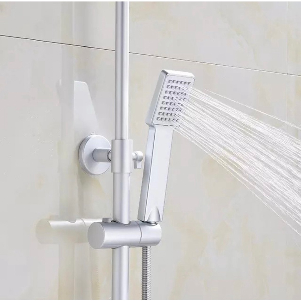 Tiang Shower Column aluminium Minimalis silver -tiang stainless keran air bathtub Panas Dingin mixer grey anti karat