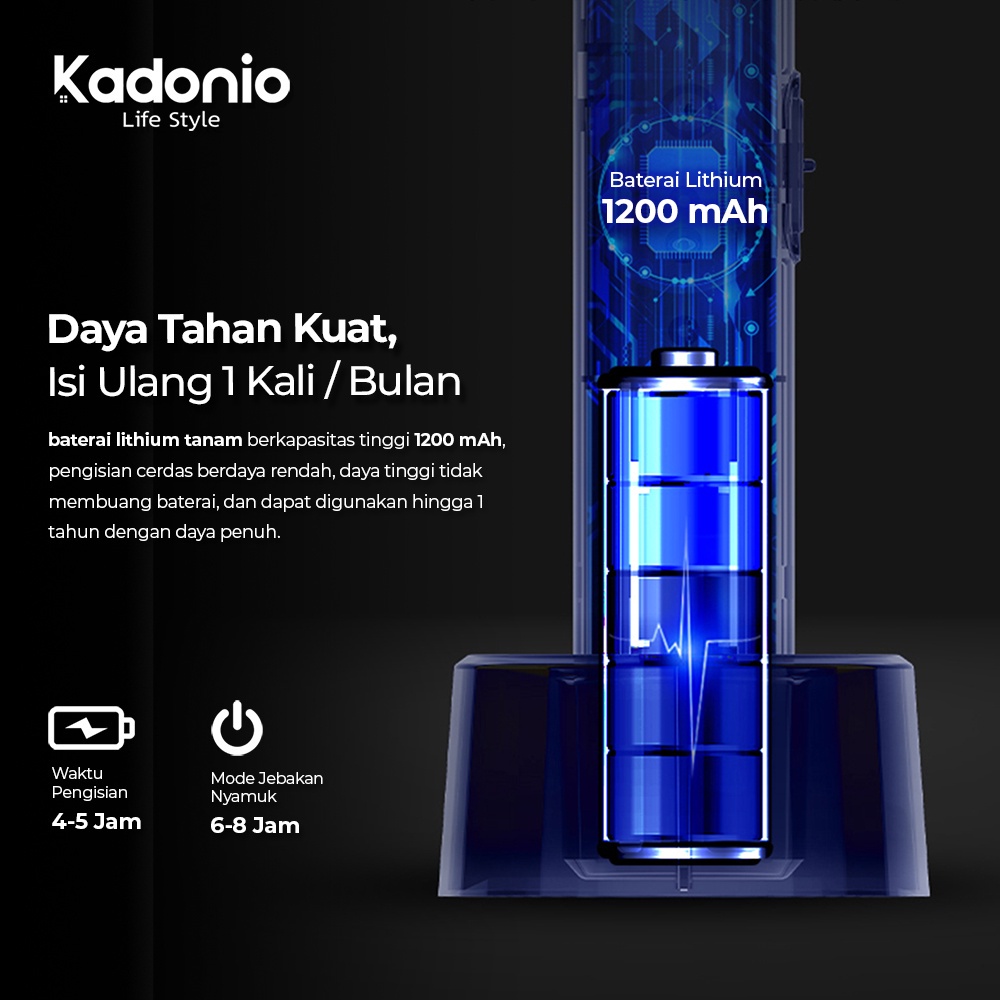 KADONIO Raket Nyamuk Listrik 2in1 Pembunuh Nyamuk Elektrik Mosquito Killer Lampu UV Usb Alat Nyamuk