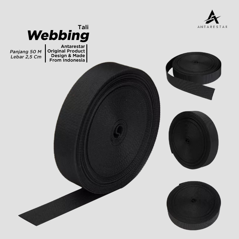 Tali Webing Tubular Tebal Webing Double Tali Hammock Diamater 2.5Cm Panjang 5 Meter