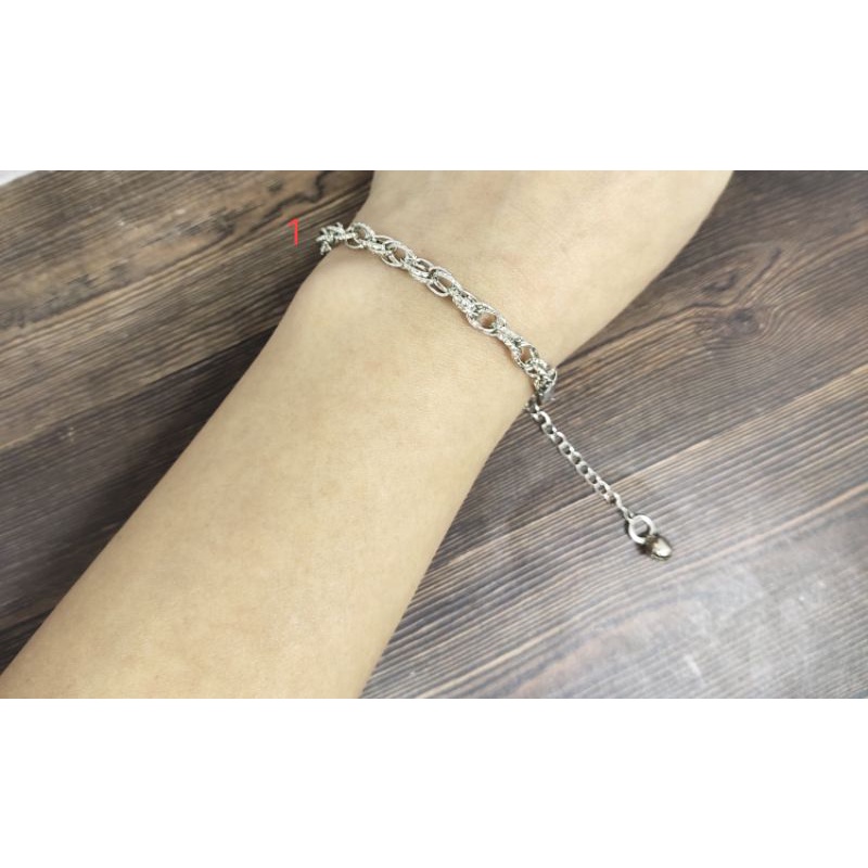 Fifi Fashion Gelang Silver Simple Model Perhiasan Lapis Emas Putih 18k GS0013