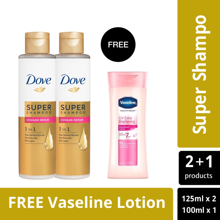 Jual Buy 2 Dove Super Shampoo 3in1 125ml FREE Vaseline Healthy Bright