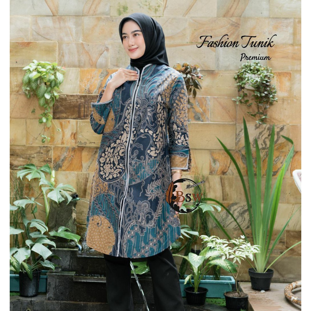 Baju Batik Wanita Modern Atasan Tunik Batik Kerja Kantor Wanita Batik Seragam M L XL XXL