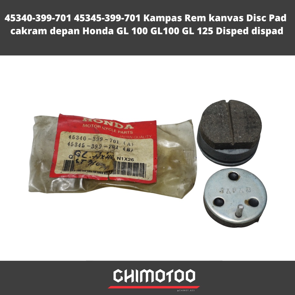 Kampas Rem kanvas Disc Pad  Cakram Depan Honda Gl 100 Gl100 Gl 125 Disped Dispad 45340-399-701 45345