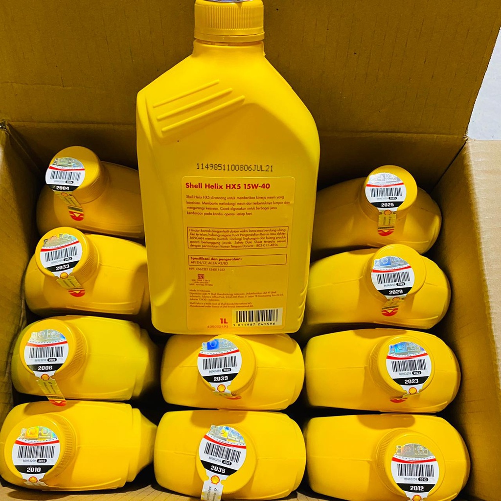 1 DUS SHELL HELIX HX 5 1LITER OLI PELUMAS MESIN SHELL HELIX HX5 API SN/CF, ACEA A3/B3 SAE 15W-40 1L