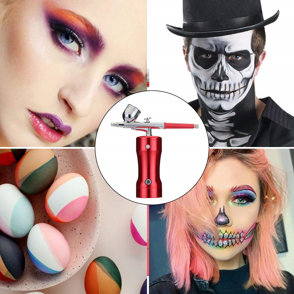 Snefe Air Compressor Airbrush Painting Tatto Nail Art with Spray Gun 0.3 mm 7 ml - SN3SH - Red