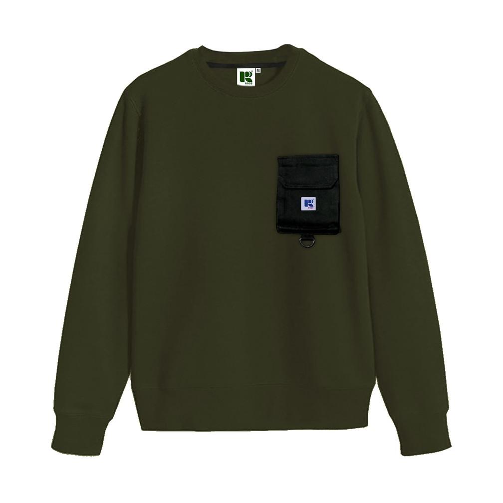 Sweater Pria Wanita Modern Russ Crewneck Pouch Break Olive