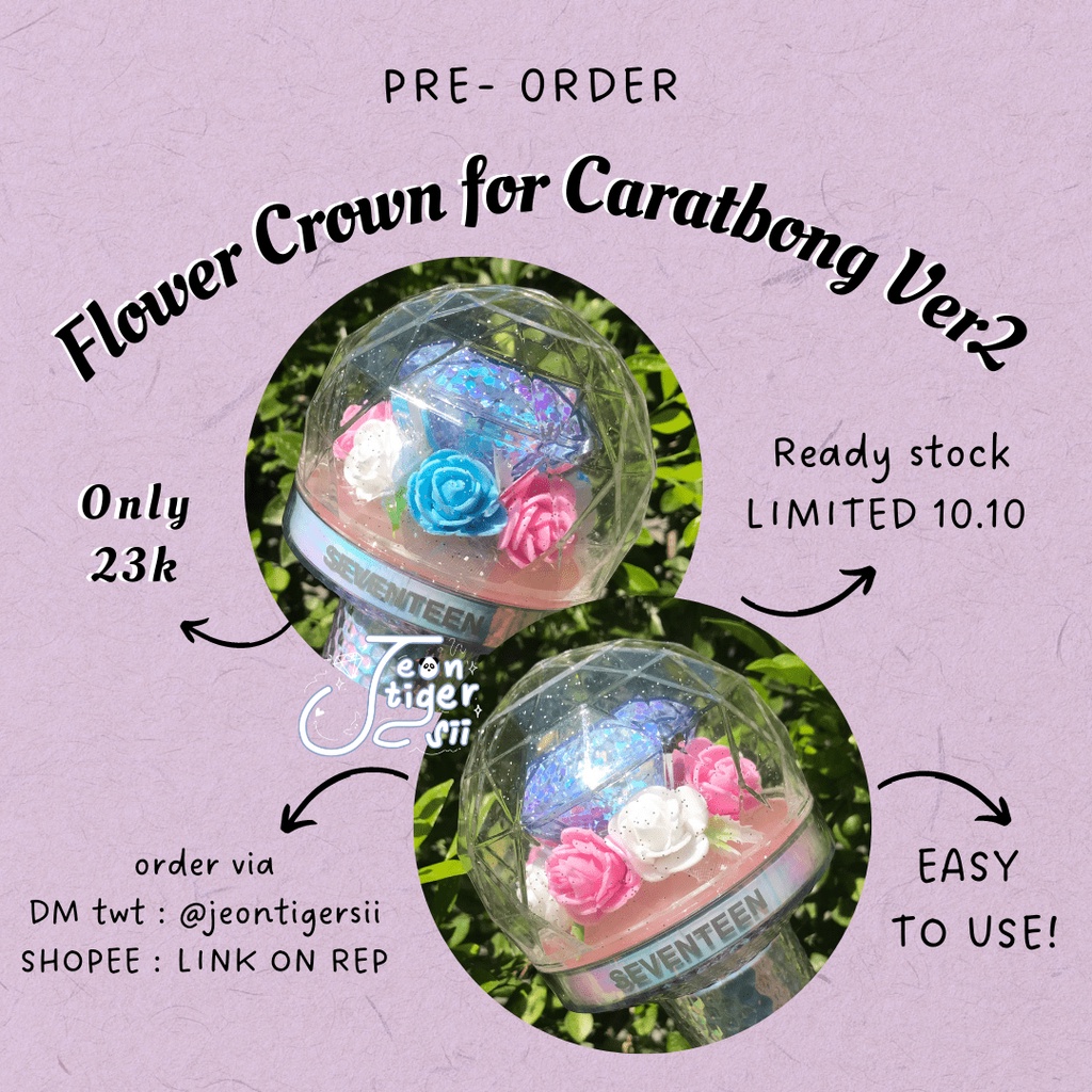 READY STOCK /PO FLOWER CROWN CARATBONG VER 2 |HIASAN LIGHTSTICK SEVENTEEN