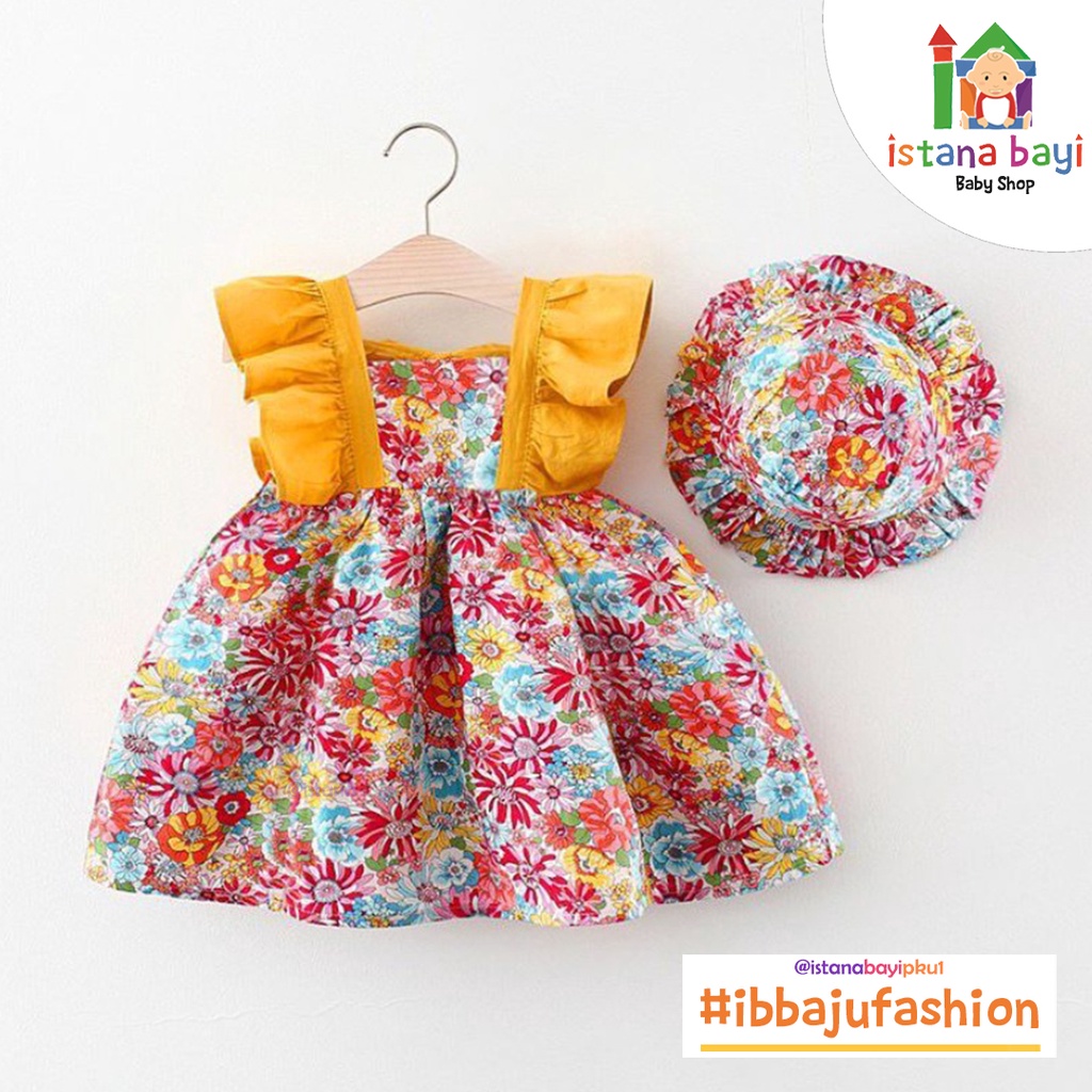 DRESS BAYI - KOREAN BABY DREES 0-3 TAHUN FREE TOPI / GAUN BAYI LUCU IMPORT DRESS BAYI CANTIK