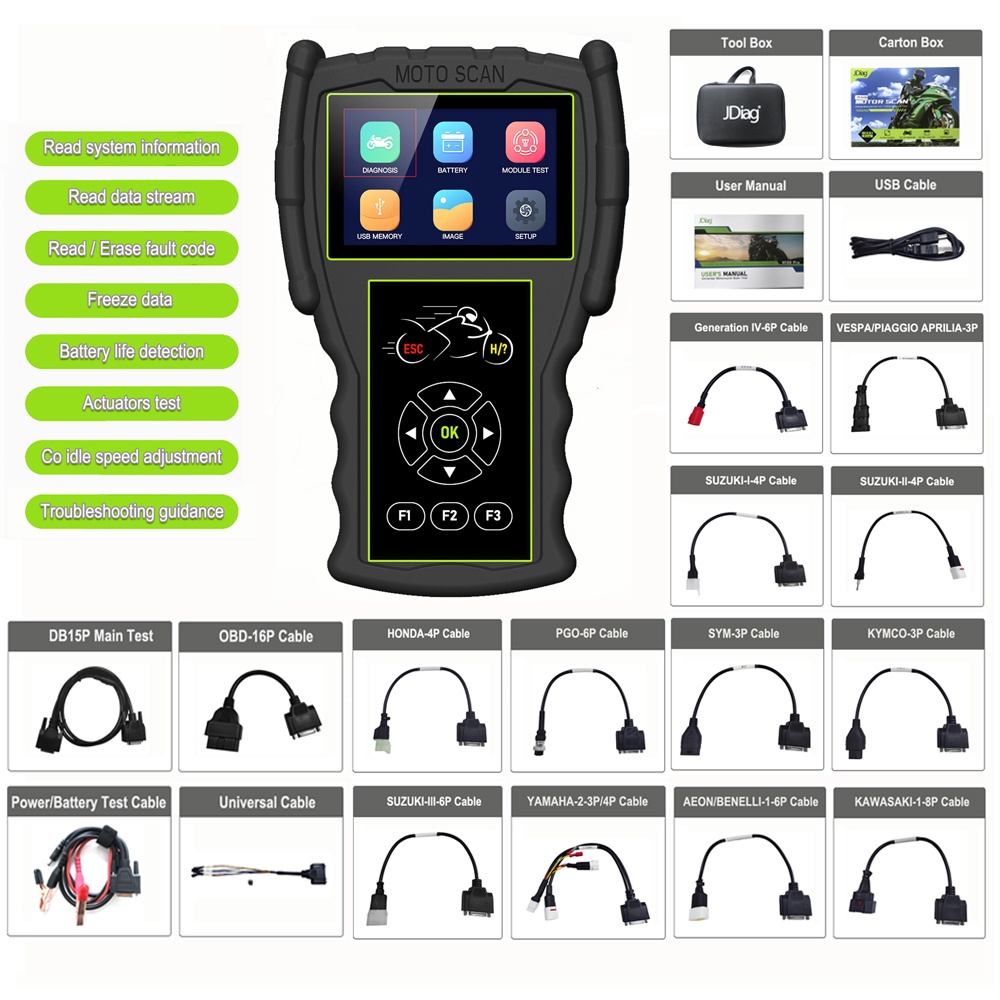 Jdiag M100 PRO Scanner Motor Injeksi  Full socket Original