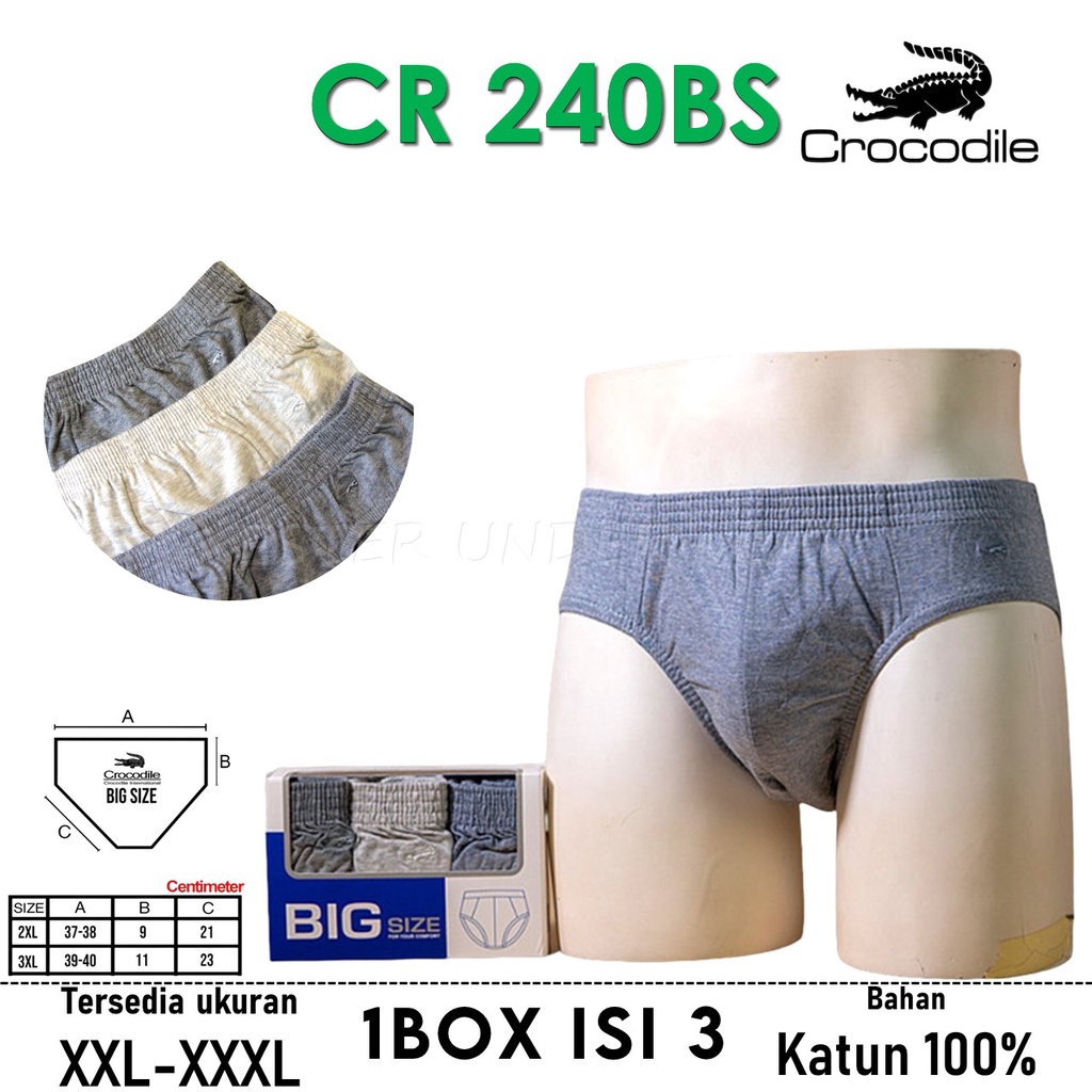 Celana Dalam Pria Crocodile Big Size CR 240 BS ISI-3 Pcs/Pack