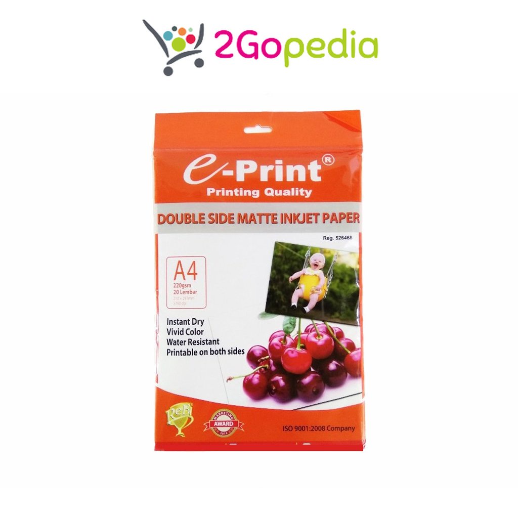 

Kertas Double Side Matte Inkjet Paper A4 220gr 20 Sheets E-print Grosir Murah Atk