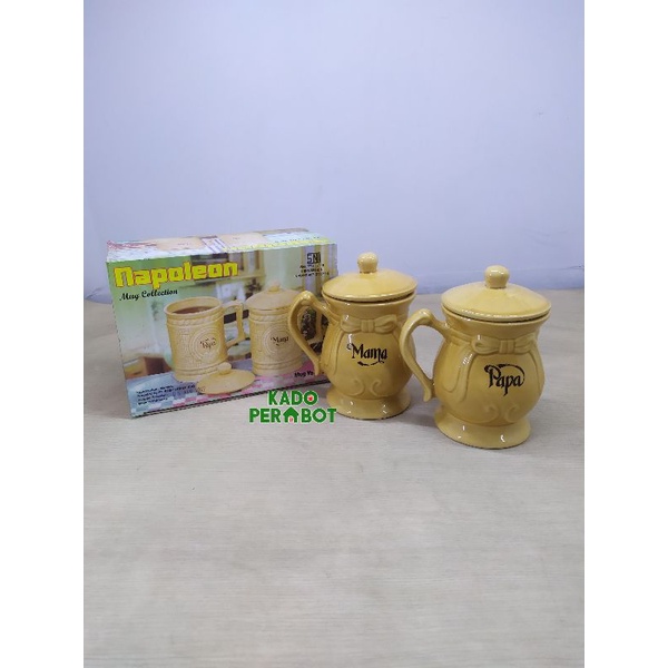 Kado Mug Tutup Papa Mama Isi 2Pcs