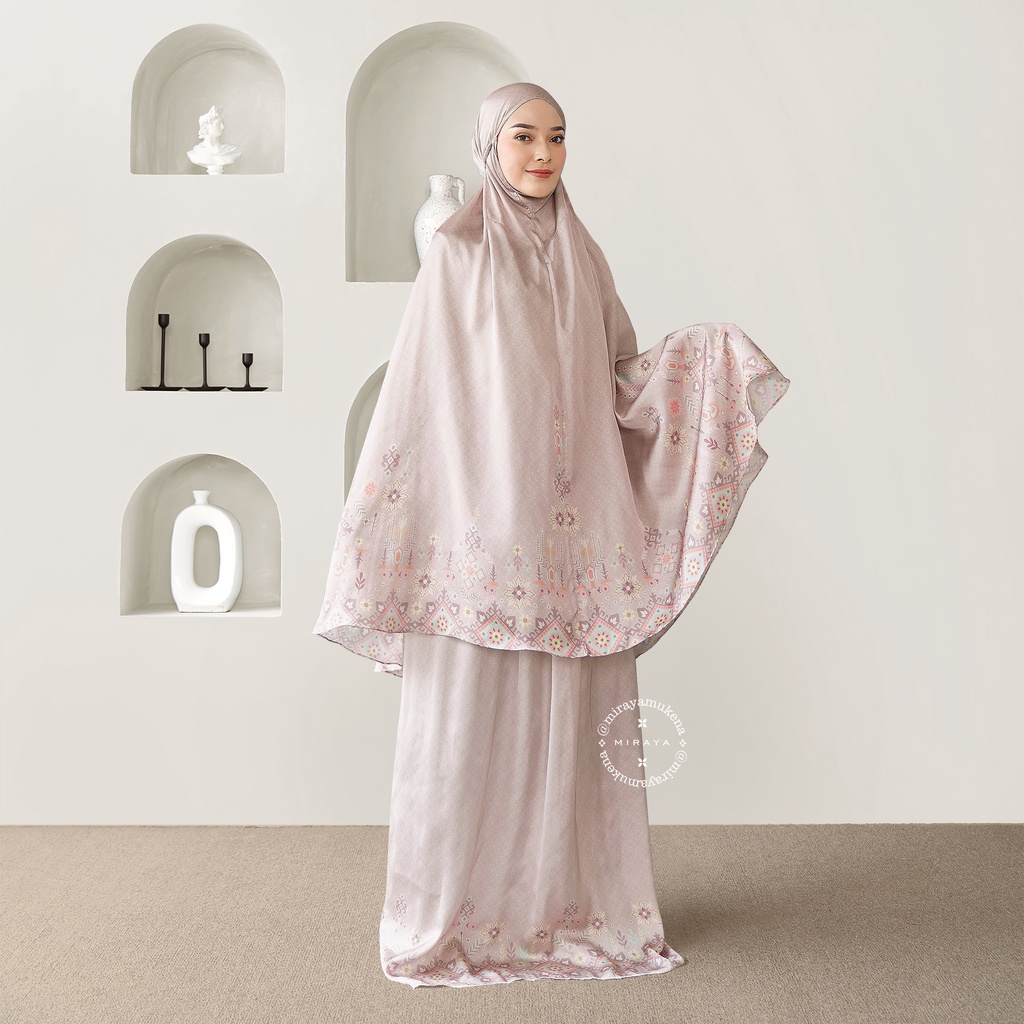 Mukena Travel Printing Miraya Folk Dusty Peach