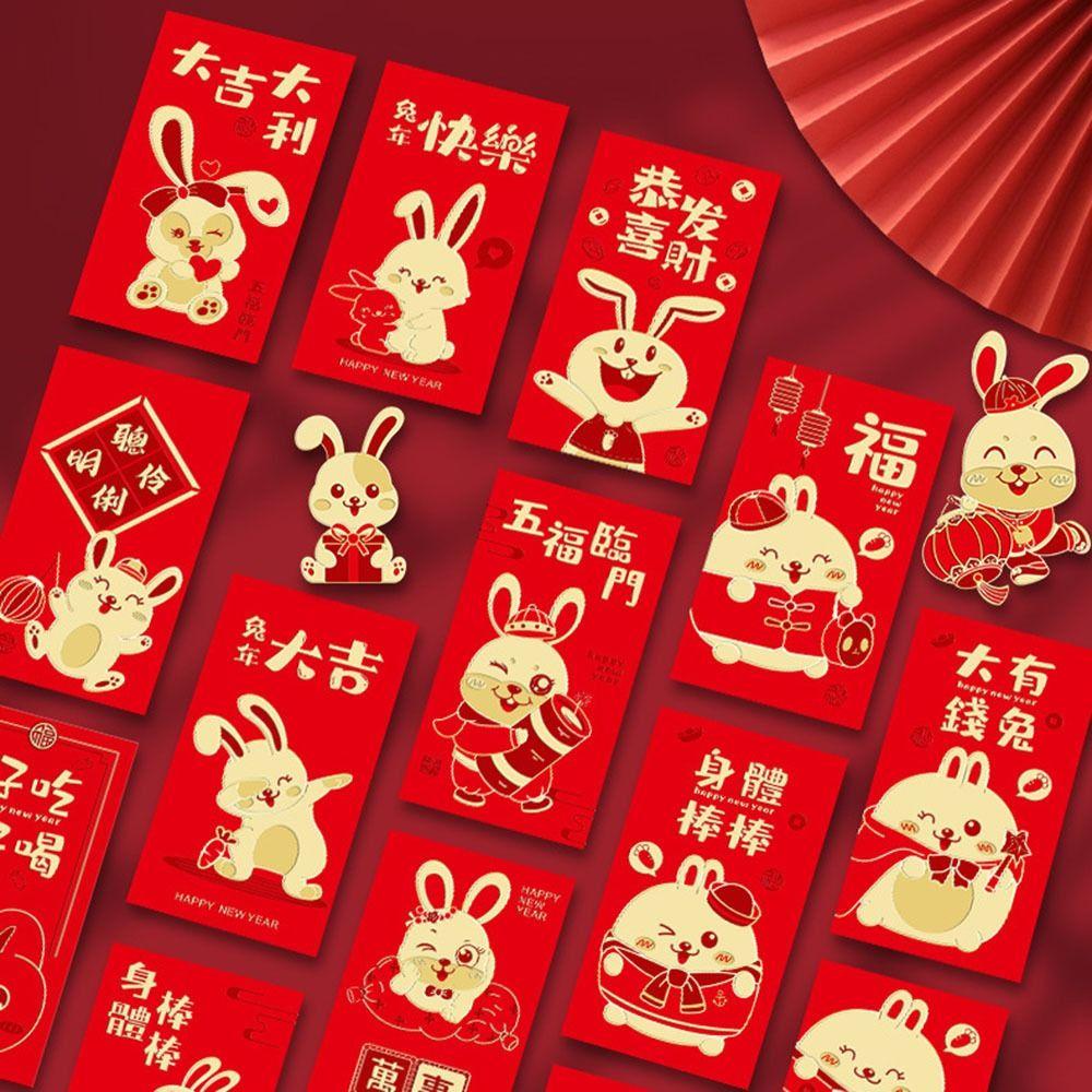 TOP 24pcs Rabbit Red Envelope CNY Spring Festival Birthday Celebration Chinese New Year