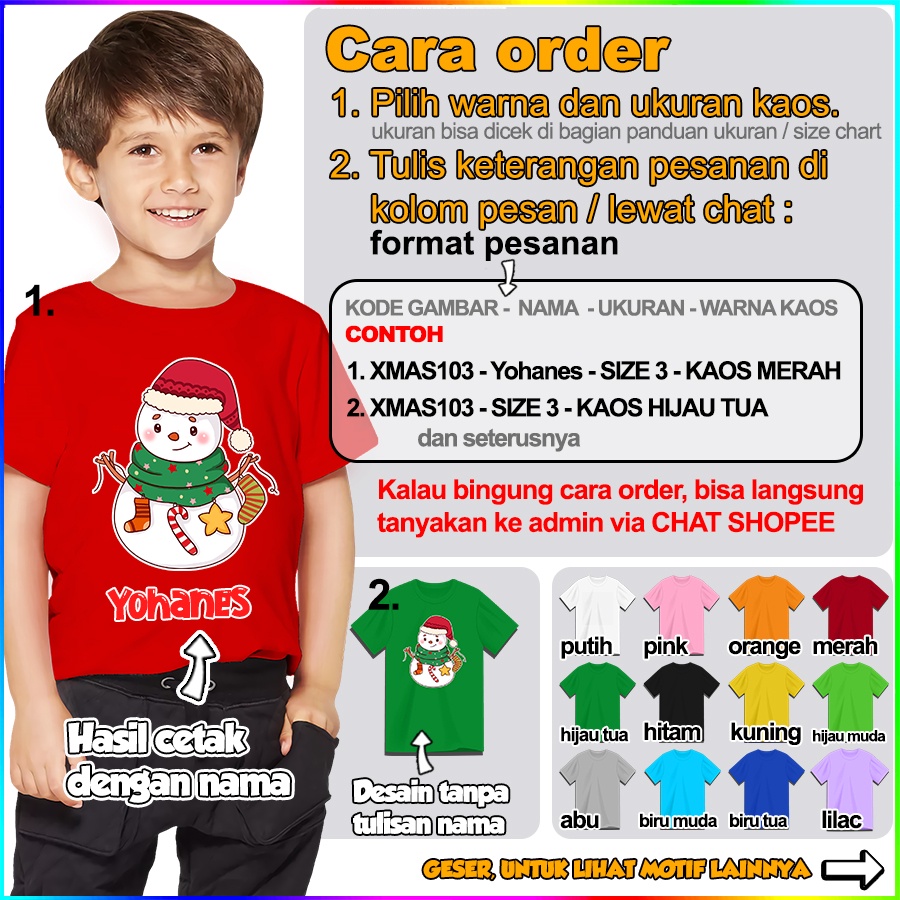 Kaos Natal Merry Christmas  Custom  Baju Natalan Rohani KRISTEN Anak Dewasa  Gratis NAMA