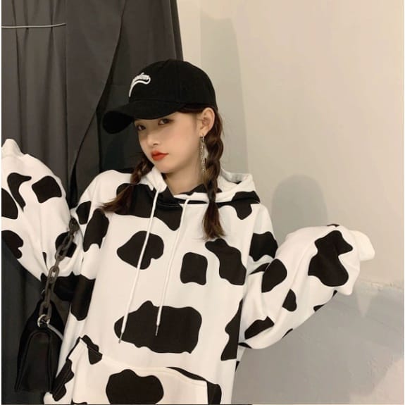 4539 Sweater Hoodie Oversize | Cow Full Print Hoodie Sapi Sweater Pria Wanita | Sweatshirt Pakaian Premium Bahan Fleece Tebal