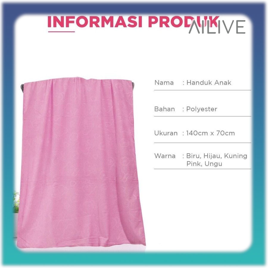 Handuk Mandi Dewasa 70x140cm Microfiber High Quality Handuk Bayi Anak Warna Polos Embos