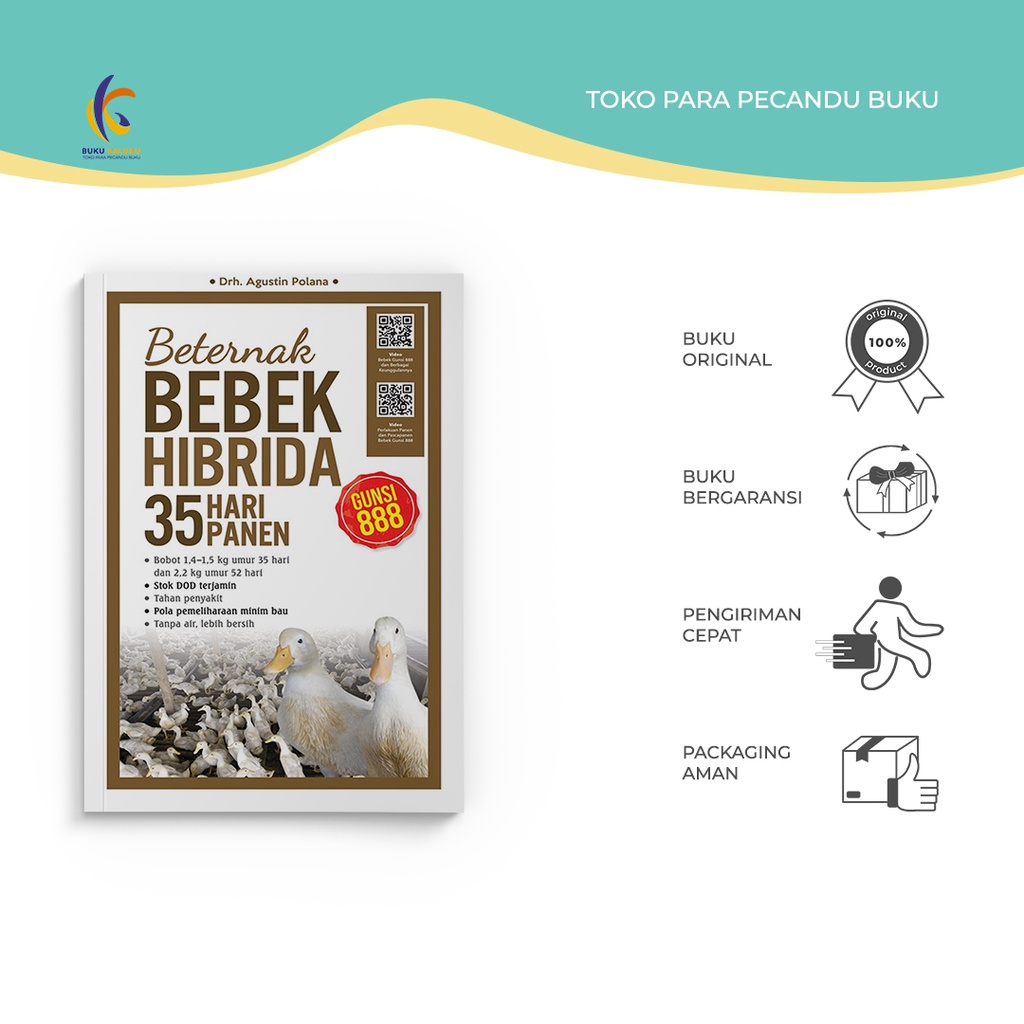 Buku Peternakan - Beternak Bebek Hibrida Gunsi 888 35 Hari Panen - Drh. Agustin Polana - AGROMEDIA P