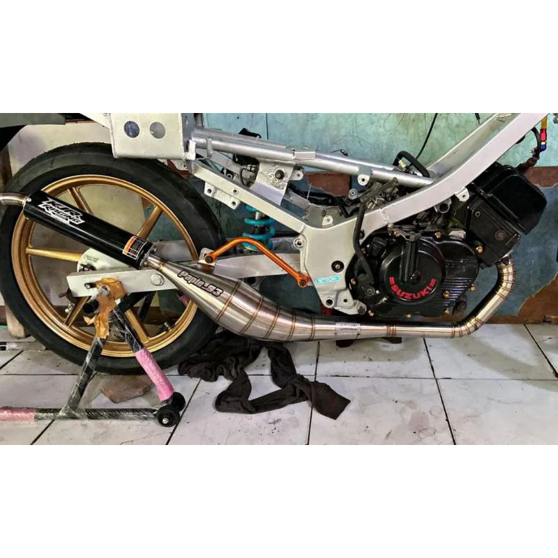 KNALPOT SATRIA LUMBA CHAMBER STAINLESS SILINCER COATING BLACK ORYGINAL KJR RACING