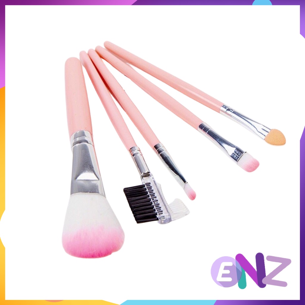 ENZ ® Make Up Brush Set 5 in 1 Packingan Tas / Make Up Tools / Brush Set / Kuas 5 in 1 / Kuas Make Up 1103