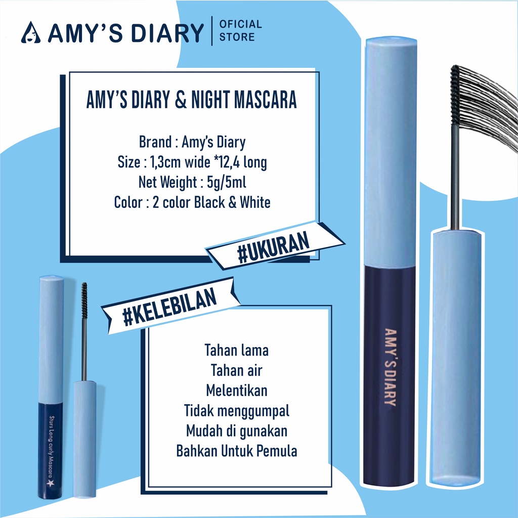 [BPOM] Mascara Waterproof AMY'S DIARY Curling Eyelash Long Lasting Tahan lama 100% ORIGINAL