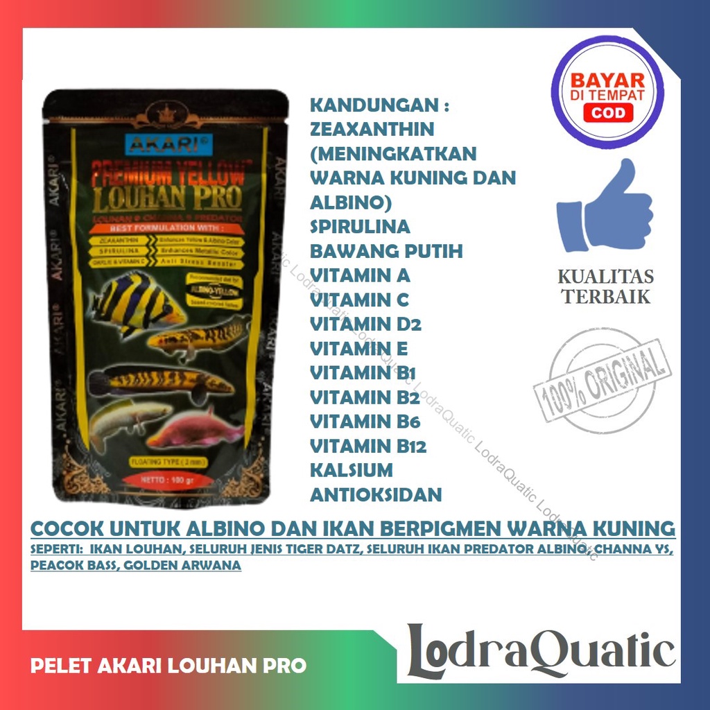 PELET AKARI LOUHAN PRO COLOUR BOOSTER ANTI STRESS AKARI LOUHAN PRO PELET AKARI PREDATOR PREMIUM BLUE PREMIUM RED PREMIUM YELLOW PELET CHANNA PELET LOUHAN PELET PREDATOR PELET LOHAN