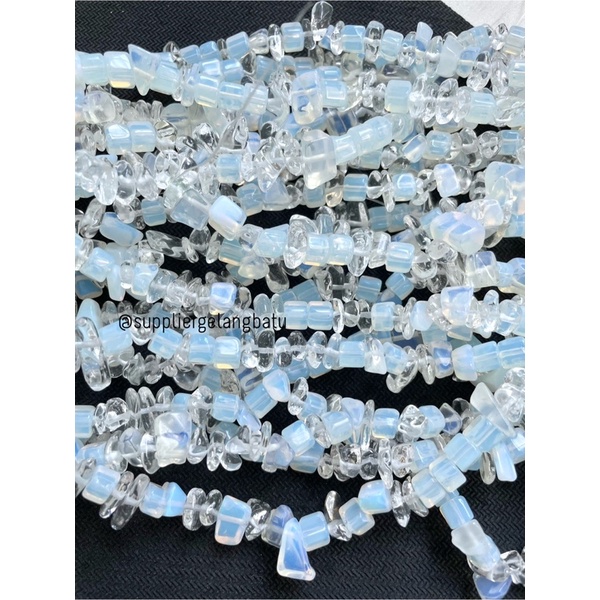 kerikil batu alam moonstone putih white opalite renceng 1cm akik