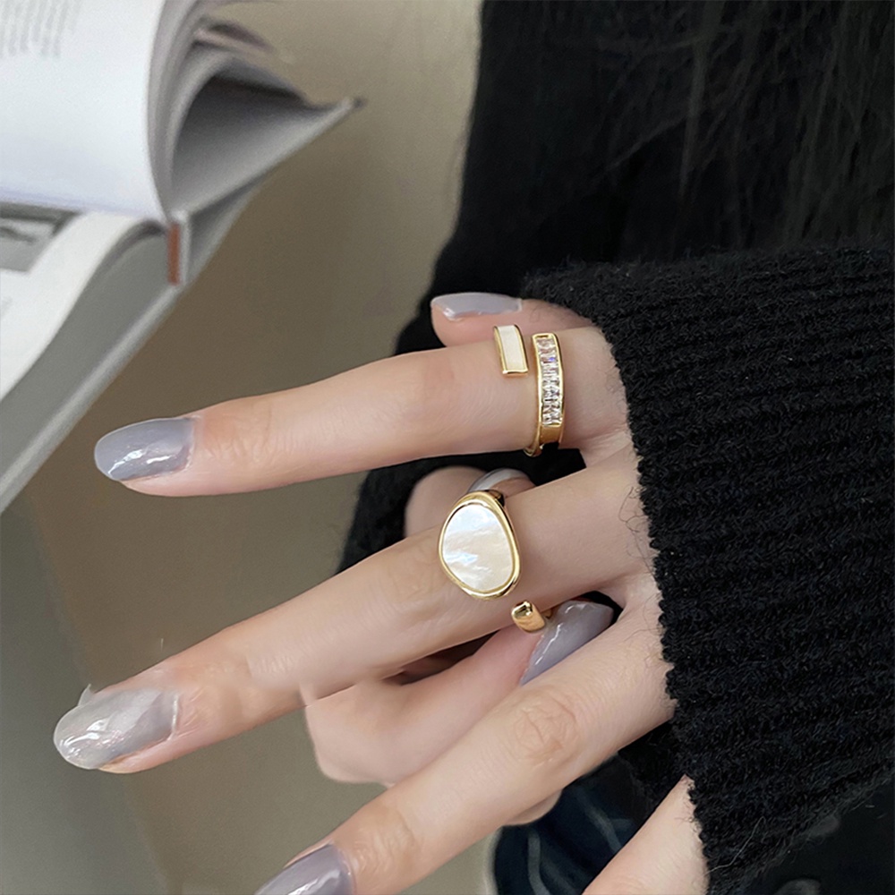 IFYOU Cincin Jari Warna Silver Gaya Vintage Korea Untuk Wanita