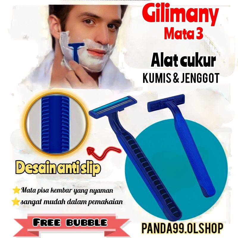 Alat Cukur/Cukuran Jenggot/Cukuran Kumis/Gilimany 3 Mata Pisau⭐panda99⭐