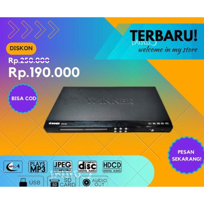 WINNER DVD PLAYER DIVX DC 12V / PEMUTAR DVD MP4 MP3 MPEG free KAPSOK 5