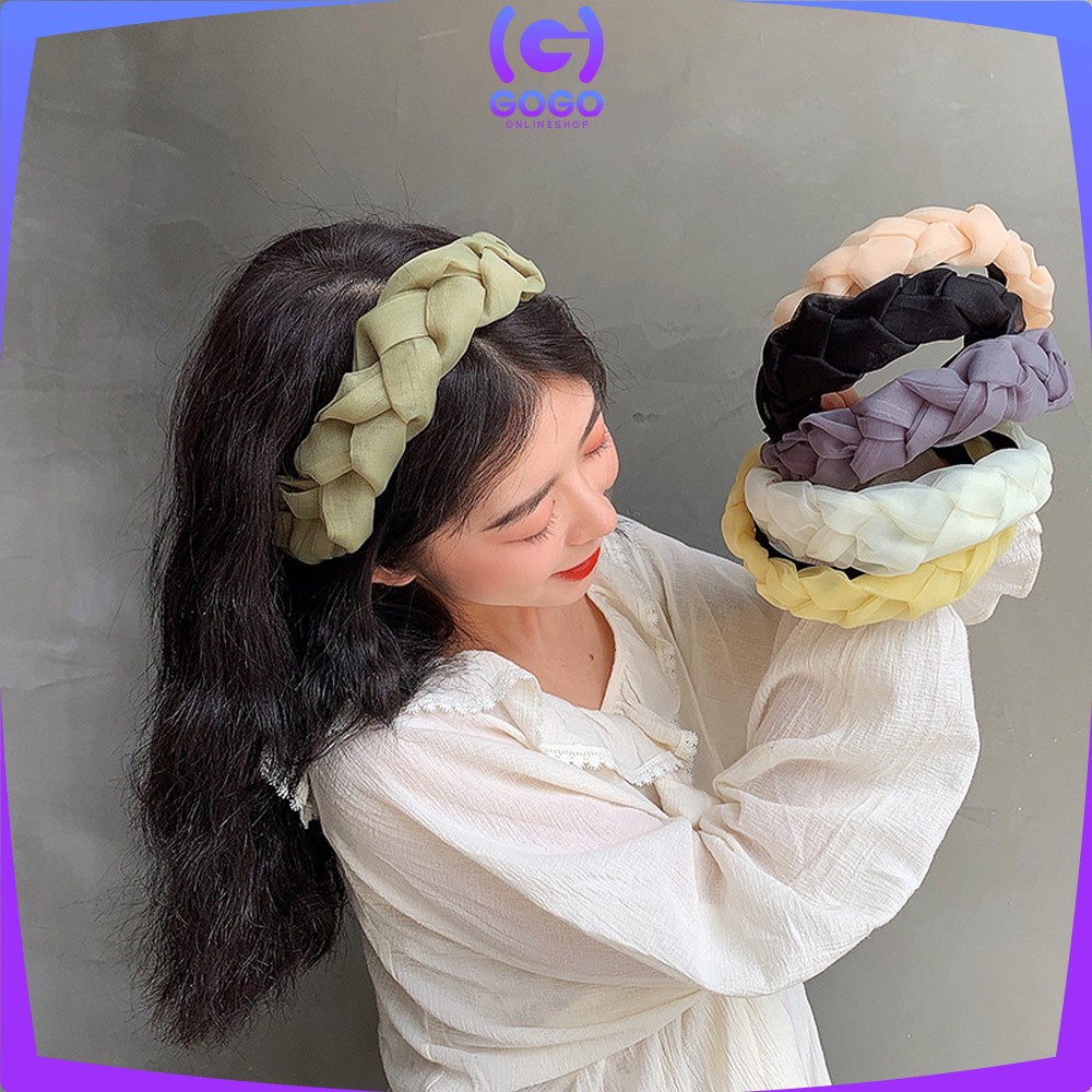 GOGO-C530 Bando Kepang Wanita Scrunchie / Bandana Nagita Organza / Headband Kepang Jalin Besar Ala Korea Aksesoris Rambut Wanita