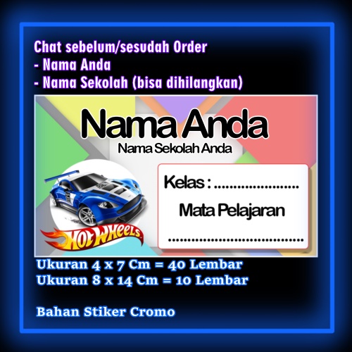 

Stiker Label Buku HotWheels Hot Wheels Cars Car Karakter Lucu Custom Lebel Nama cromo murah 20 Varian berbeda Sticker Pelajaran Mapel buku anak sekolah Vol 2