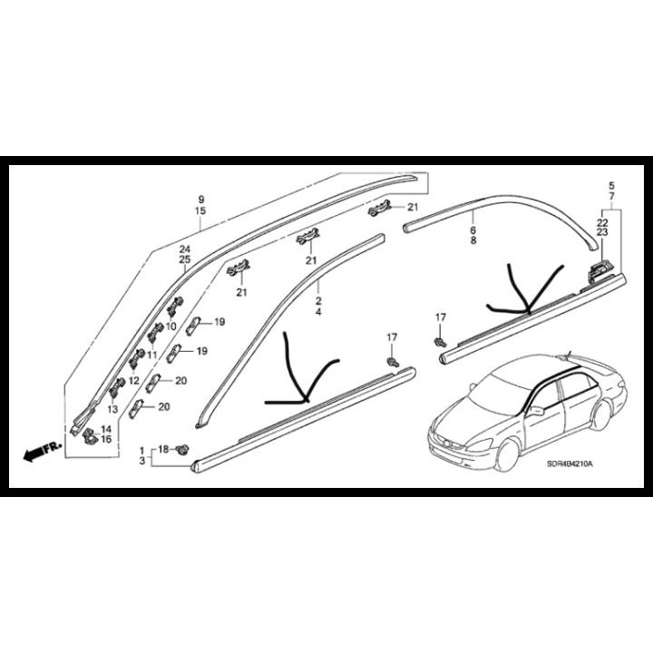 Pelipit Kaca Luar Honda Accord Cm5 2003 2004 2005 2006 2007