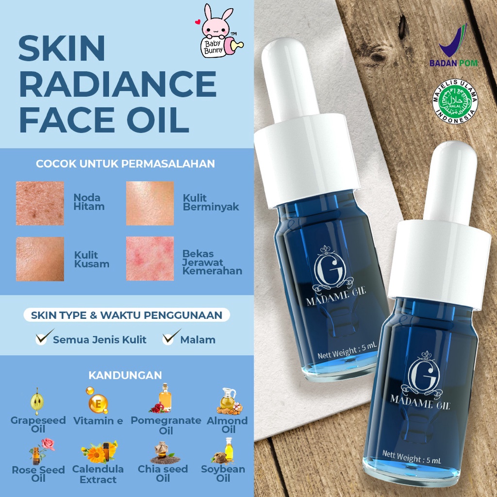 ❤ BELIA ❤ Madame Gie Face Oil Series 5mL - Melembabkan dan Mencegah Jerawat | BPOM