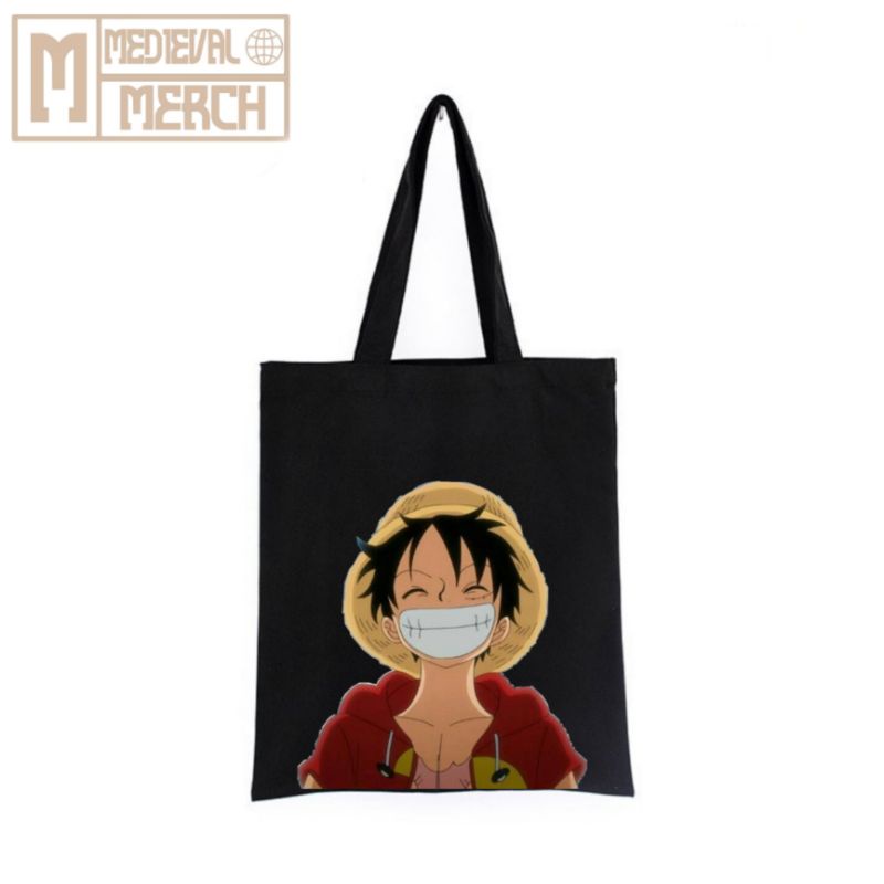 TOTE BAG Anime ONE PIECE canvas - TOTEBAG Kanvas Resleting hitam wibu luttfy karakter - Tas ransel p