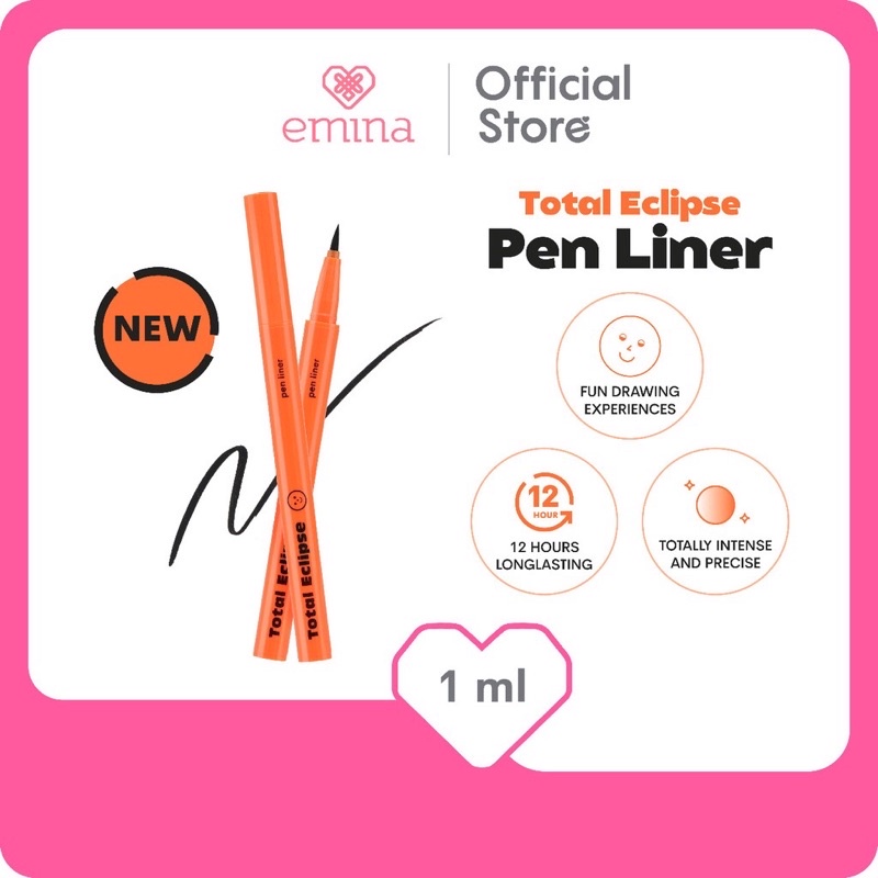 Emina Total Eclipse Pen Liner 1ml / Liquid Eyeliner Dark Choco Marshwillow