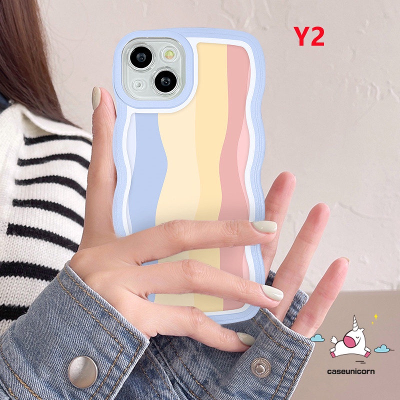 Case Samsung A14 A04 A50 A04E A50s A30s A04s A12 A32 A03 A33 A21s A53 A30 A20s A23 A02s A52 A51 A03s A11 A20 A30 A52s A22 A13 A31 Soft TPU Wavy Edge Fashion Rainbow Case Warna Warni