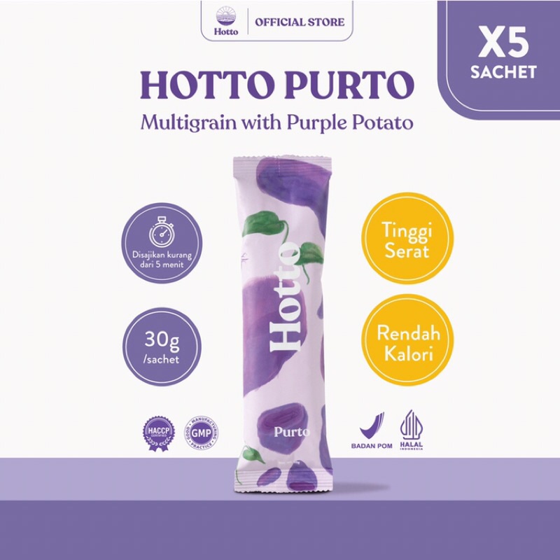 

5 Sachet Hotto Purto Minuman Multigrain Bantu Penuhi Kebutuhan Serat 100% Asli Original