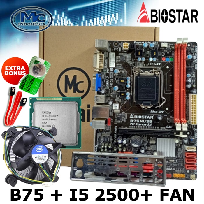 Motherboard/Mainboard B75 + I5 2500 + FAN