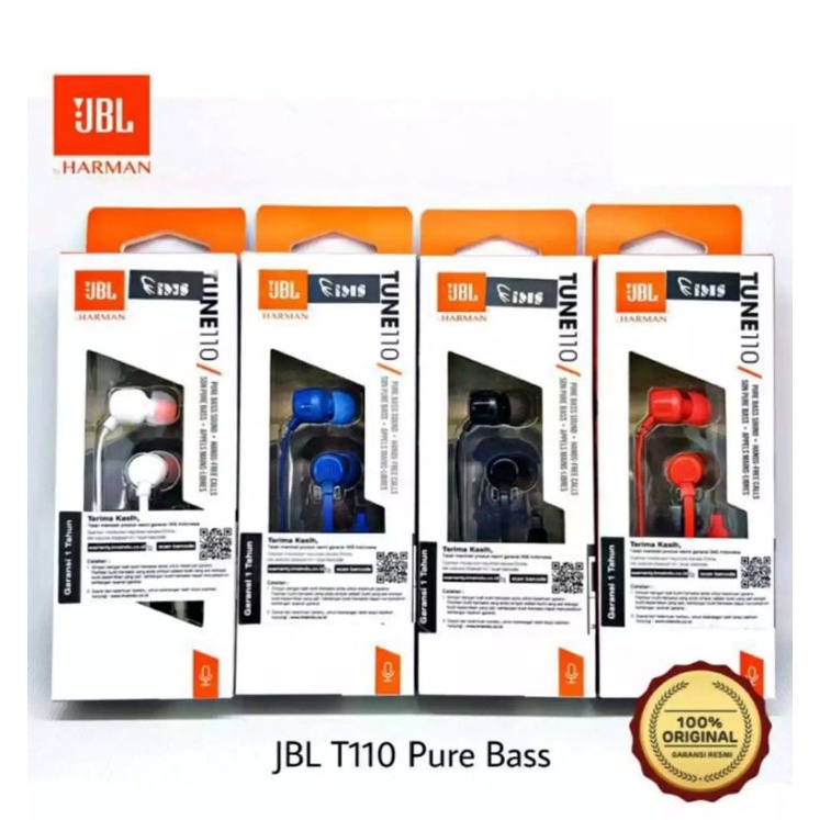 JBL T110 In-Ear Earphone  Garansi Resmi IMS