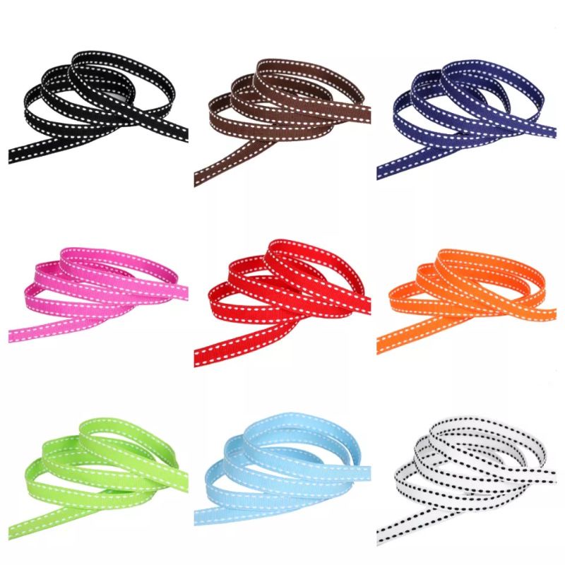 pita bintik pita polyster 1cm pita motif tali grosgran (per 1 roll) isi 25yard