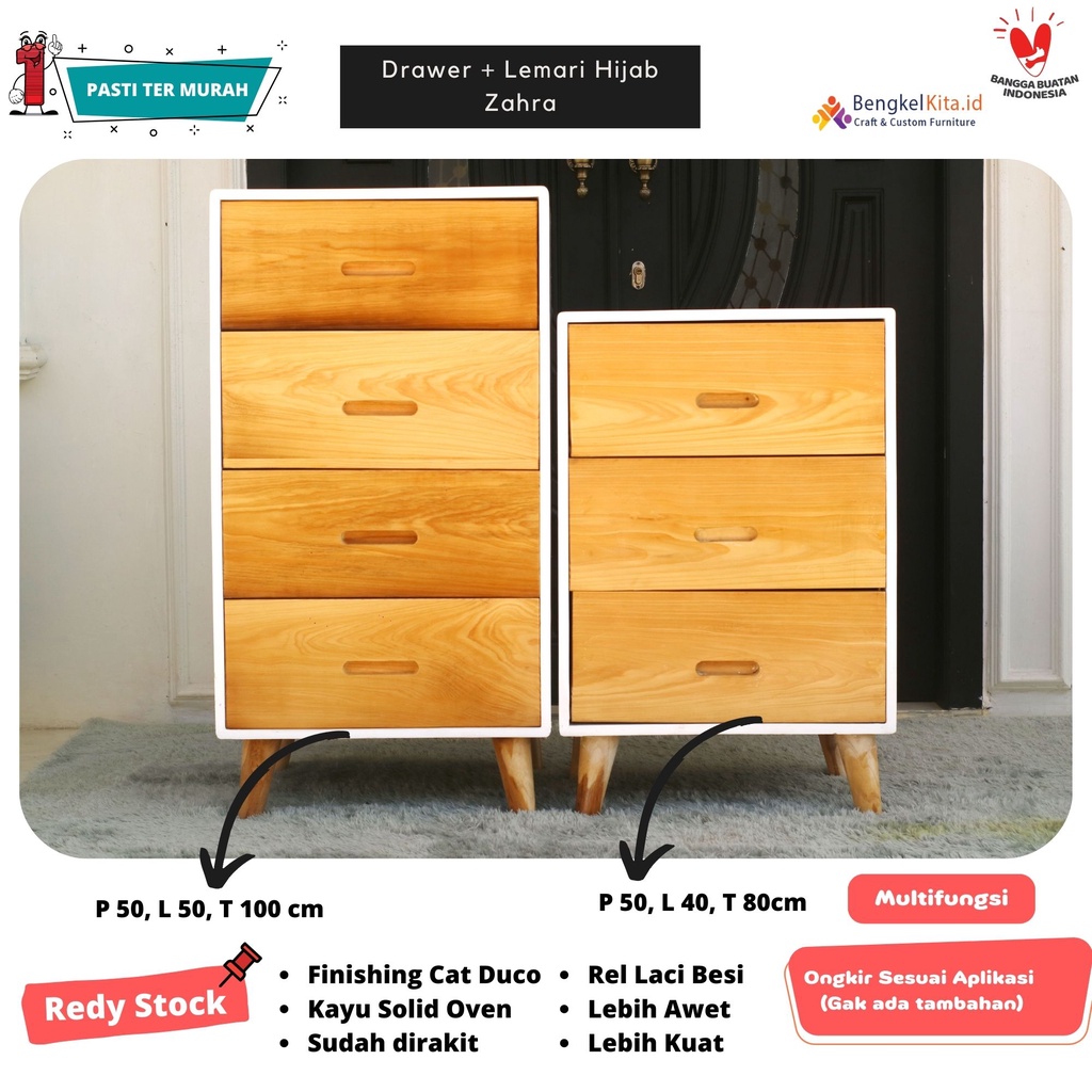 Lemari Hijab dan Pakaian Minimalis Zahra/ Drawer Minimalis / Lemari Laci Susun Serbaguna / Drawer Storage Cabinet