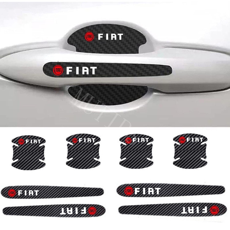 8pcs Stiker Gagang Pintu Mobil Anti Gores Bahan Carbon Fiber Untuk Uno Toro 500 Bravo Punto Palio Argo Stilo Strada Mobi