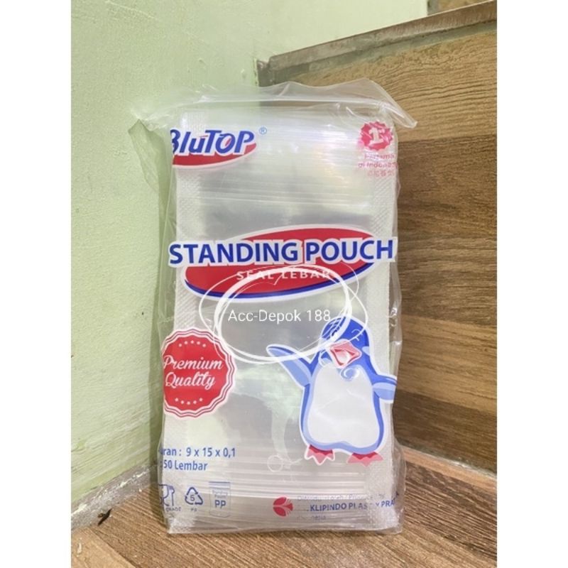 Standing Pouch BLUTOP 9X15 Cm Double Seal / Plastik Klip Berdiri / Zipper Lock Isi 50 Lembar