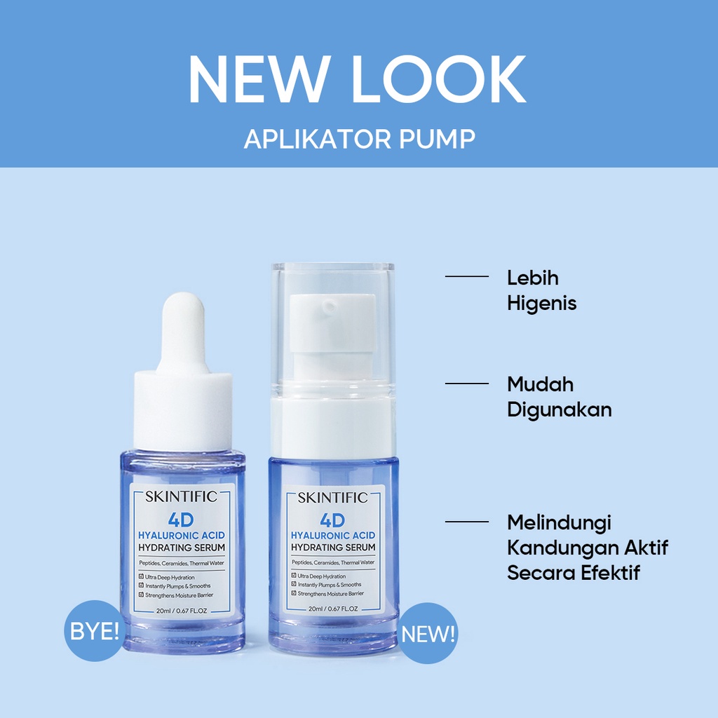 SKINTIFIC 4D Hyaluronic Acid (HA) Barrier Essence Toner Hydration Toner / 4D Hyaluronic Acid Hydrating Serum 20ml Serum Pelembab