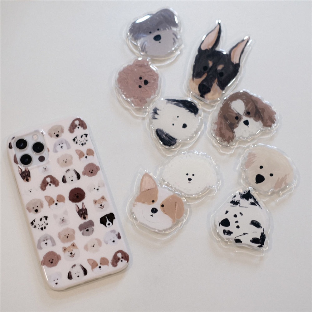 Popsocket Smartphone Motif Kartun Anjing Lucu Bahan Akrilik 9 Pola